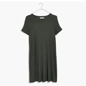 NWT Madewell Womens Size Small Olive Stretch Ribbed Swingy Tee Mini Dress NEW